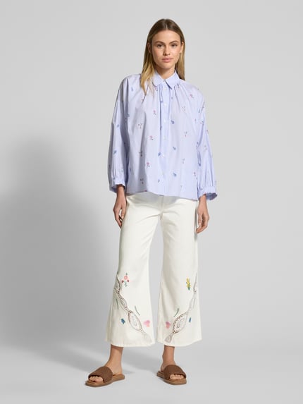 Weekend Max Mara Wide Leg Jeans mit verkürztem Schnitt Modell 'LORD' Weiss 1