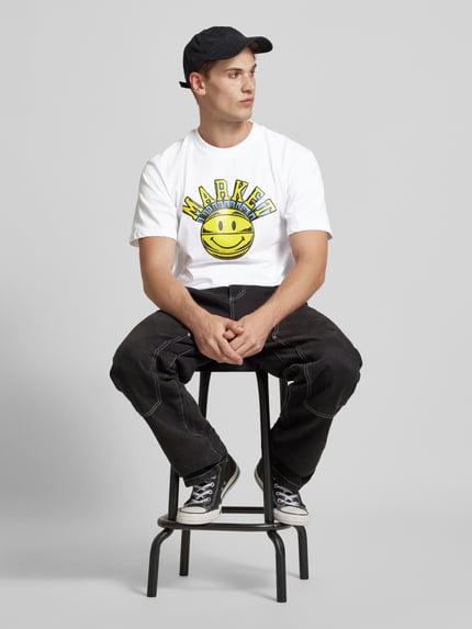 MARKET T-Shirt mit Rundhalsausschnitt Modell 'SMILEY' Weiss 1