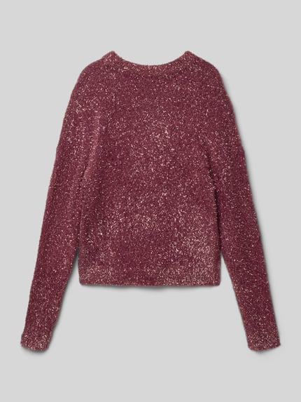 ONLY Regular Fit Strickpullover mit Glitzer-Optik Modell 'PIUMO GLITTER' Bordeaux 3
