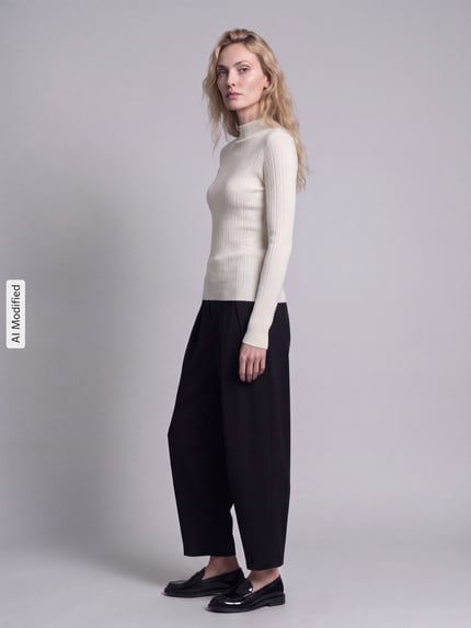 Jake*s Collection Slim Fit Turtleneck-Pullover aus reiner Wolle Offwhite 1