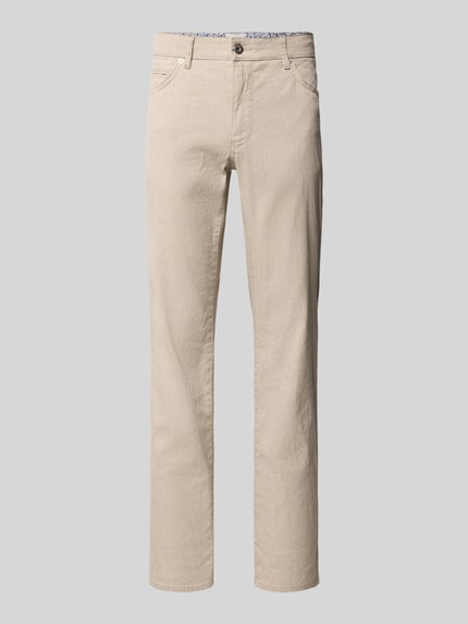 Brax Regular Fit Stoffhose aus Baumwoll-Leinen-Mix Modell 'CADIZ' Beige 2