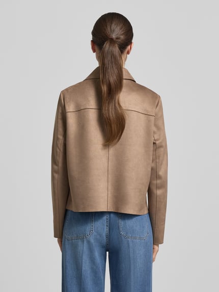 s.Oliver BLACK LABEL Krój regular fit Kurtka w imitacji skóry z wykładanym kołnierzem Szarobrązowy 5