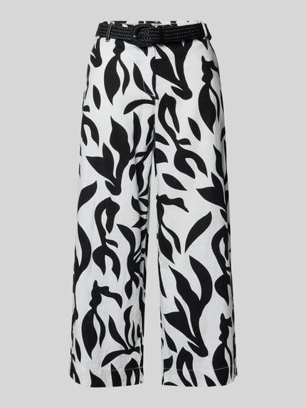 Produktfoto, Culotte uit mix van katoen en linnen met riem, all-over look, wide leg, bandwijdte 39 cm, binnenbeenlengte 63 cm, Culotte uit Leinen-Baumwoll-Mix mit Gürtel van Christian Berg Woman