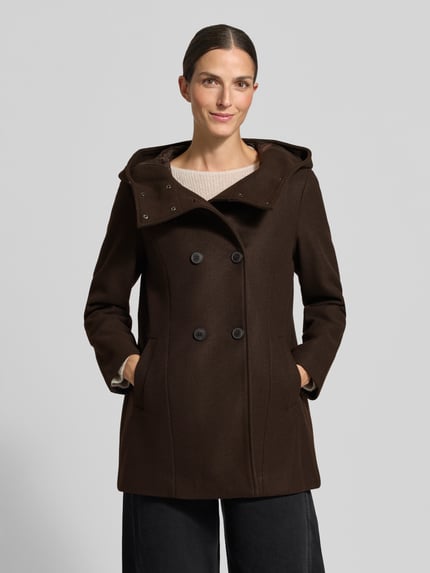 VERO MODA Regular fit lange jas met capuchon model 'FORTUNESHILA' Chocoladebruin - 4