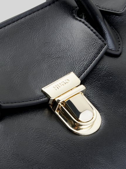 HUGO Umhängetasche mit goldfarbenem Drehverschluss Modell 'Quinley' Black 5