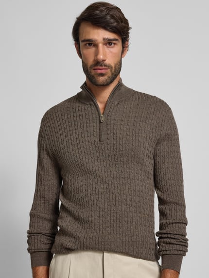 Matinique Strickpullover mit Troyer-Kragen Modell 'mason' Dunkelbraun 3