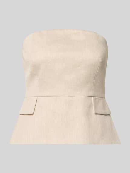 Produktfoto, Bandeau-Top mit Pattentaschen von comma, beige, Viskose-Mix mit Stretch, glatte Struktur, Slim Fit, Off-Shoulder-Look.