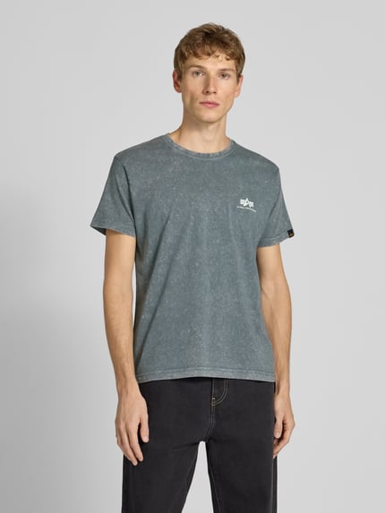 Alpha Industries T-shirt z nadrukiem z logo i detalem z logo Jasnoniebieski 5