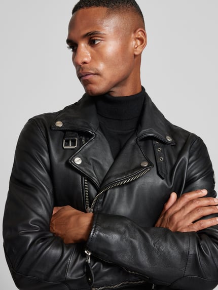 MAURITIUS Regular Fit Lederjacke mit Reverskragen Modell 'Mavric' Black 3