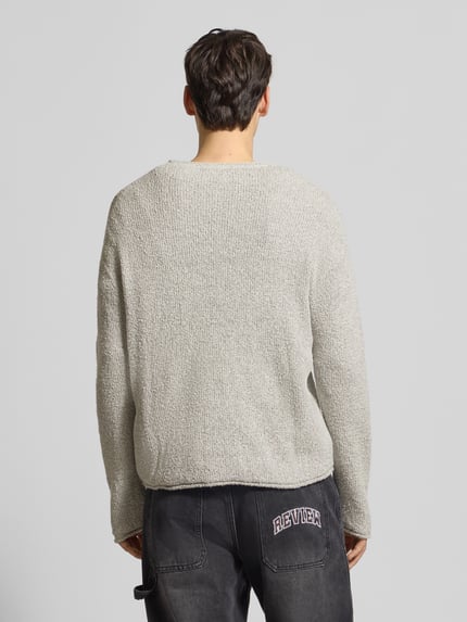 REVIEW Strickpullover mit gerippten Abschlüssen Hellgrau 5