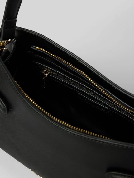 Produktfoto, schwarze Umhängetasche mit goldfarbenem Reißverschluss und Label-Detail, glatte Struktur, NIVALIS RE von Valentino Bags, Damen Umhängetasche