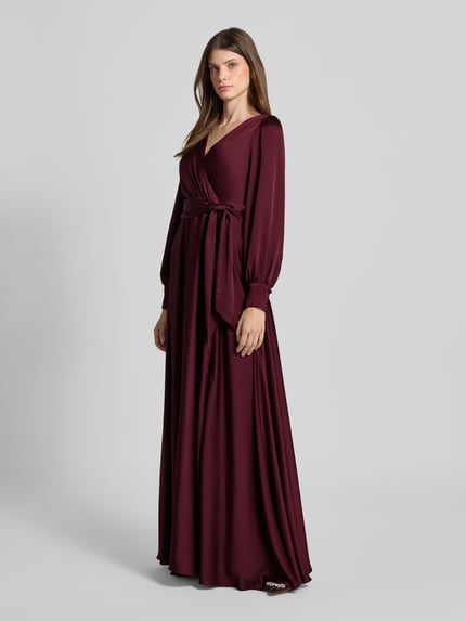 Jake*s Cocktail Abendkleid mit V-Ausschnitt Dunkelrot 1