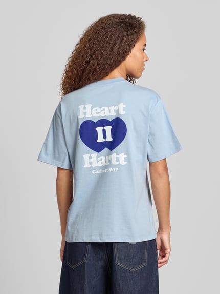 Carhartt Work In Progress T-Shirt mit Label-Badge Modell 'Heart II Hartt' Hellblau 5