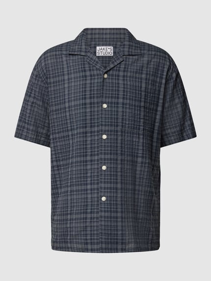 Jake*s Studio Men Regular Fit Freizeithemd mit Karomuster Marine 2