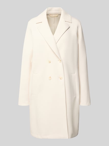 Produktfoto, Mantel mit Reverskragen und Eingrifftaschen von White Label in Offwhite, Baumwoll-Mix mit Stretch-Anteil, Regular-Fit, Zweireiher
