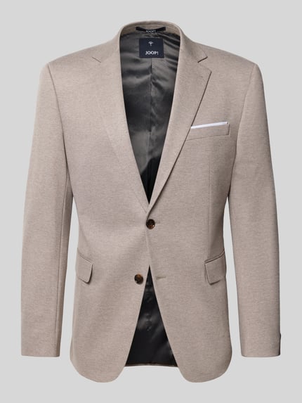 Produktfoto, beiger Regular Fit Blazer aus Viskose-Mix Modell 'Finch' von JOOP! Collection mit Reverskragen und Pattentaschen, glatte Textur