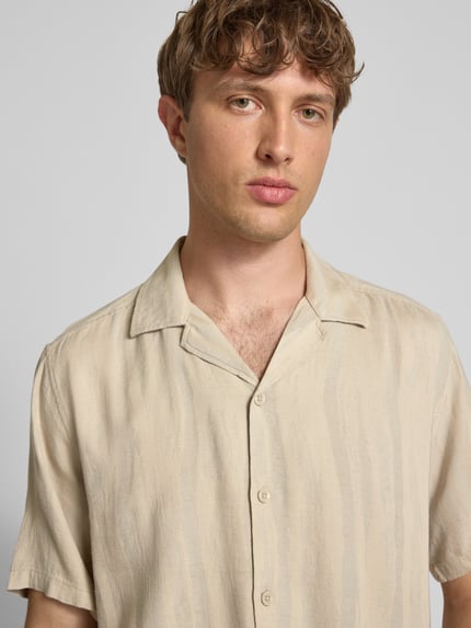 ONLY & SONS Regular Fit Freizeithemd mit Leinen-Anteil Modell 'ROBERT' Beige 3