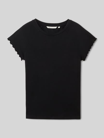 Tom Tailor Denim slim fit T-shirt van ribtricot Black - 2