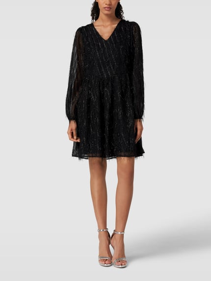 Moves Knielanges Kleid mit Fransen-Details Modell 'Mimat' Black 1