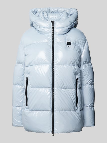 Blauer USA Steppjacke mit Label-Detail Hellblau 2