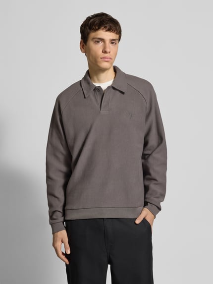 REVIEW Sweatshirt mit Polokragen Dunkelgrau 4