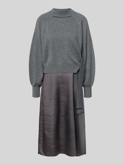 BOSS Körpernahes Freizeitkleid aus Schurwoll-Kaschmir-Mix Modell 'FIALINA' Dunkelgrau Melange 2