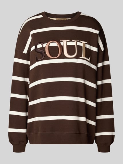 Produktfoto, Oversized sweatshirt uit katoenmix met geborduurd logo, ronde hals, met lange mouwen, ribboorden, Smith and Soul