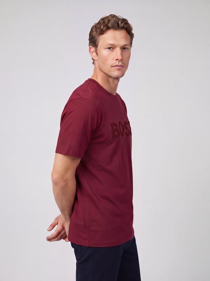BOSS Green Regular Fit T-Shirt aus Baumwollmix Bordeaux 4