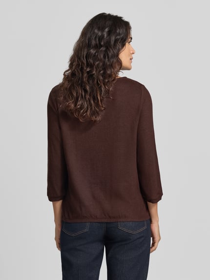 Tom Tailor Langarmshirt mit Glitzer-Schriftzug Good Vibes Schoko 5