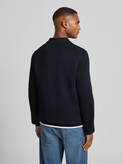 Casual Friday Sweter z dzianiny z kołnierzykiem polo model ‘ABEL’ Ciemnoniebieski 5