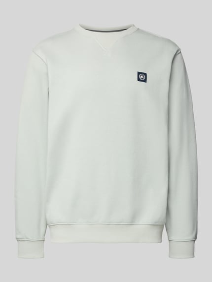 Produktfoto, Sweatshirt mit Rundhalsausschnitt und Label-Patch von Lerros aus Baumwoll-Mix in Weiß, Relaxed Fit, glatte Textur