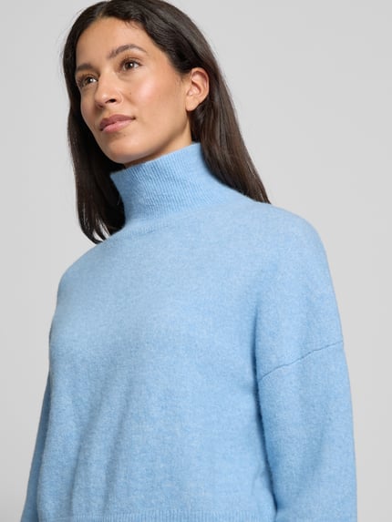 Samsøe Samsøe Sweter z dzianiny z mieszanki wełny ze stójką model ‘NOLA’ Jasnoniebieski 3
