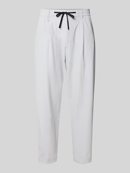 BOSS Green Tapered fit broek met tunnelkoord, model 'CONVERT PLEAT' Lichtgrijs - 2