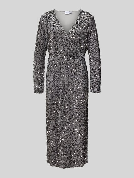VILA Midikleid mit V-Ausschnitt Modell 'FAITH' Silber 2