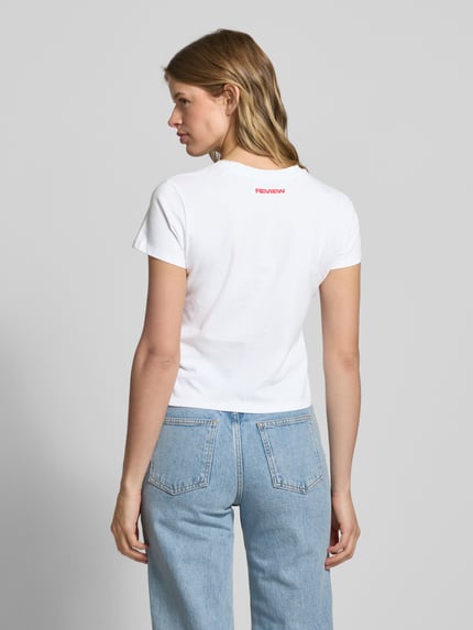 REVIEW T-Shirt mit Statement-Stitching Weiss 5