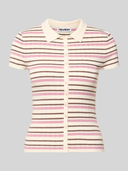Slim Fit Strick-Poloshirt aus Viskose-Mix Shop The Look MANNEQUINE