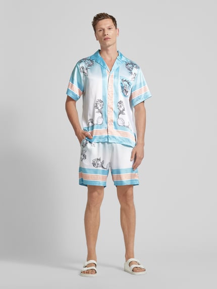 Carlo Colucci Regular fit sweatshorts met all-over motief Offwhite - 1