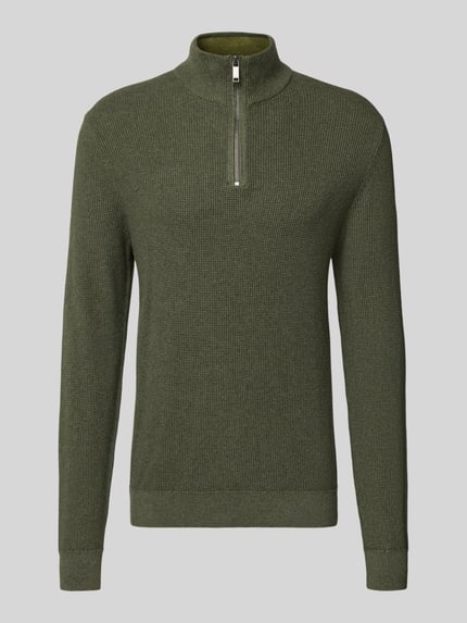 MCNEAL Troyer o kroju slim fit z czystej bawełny Khaki melanż 2