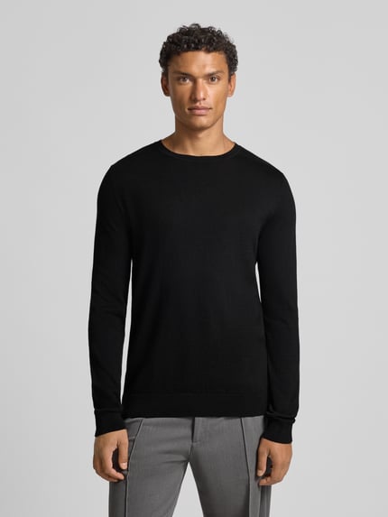 Selected Regular Fit Strickpullover aus reiner Baumwolle Modell 'BERG' Black 4