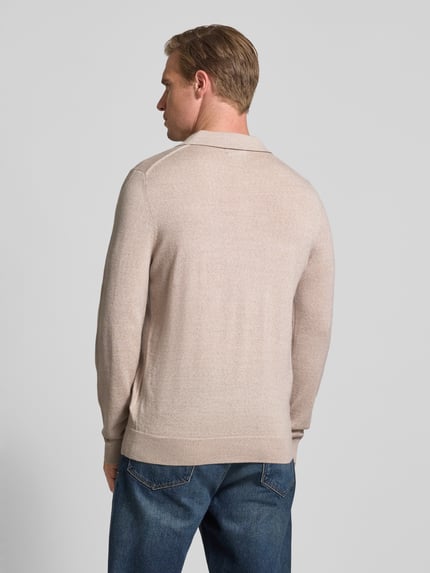 Christian Berg Men Slim Fit Strickpullover aus Woll-Mix Sand Melange 5