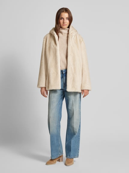PETITE M. Jack met imitatiebont en labeldetail Beige - 1
