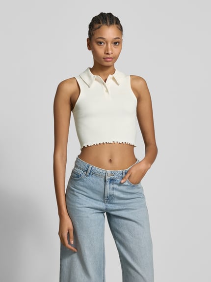 Tommy Jeans Korte top in riblook Offwhite - 4
