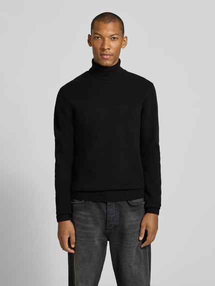 Casual Friday sweter z golfem o kroju slim fit z mieszanka wełny model 'Karl' Antracytowy melanż 4