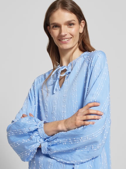 Milano Italy Blouseshirt met strikdetail Blauw - 3