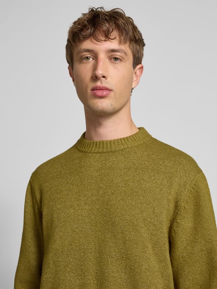 JACK & JONES Gebreide pullover met labelstitching, model 'NORREBRO' Olijfgroen - 3
