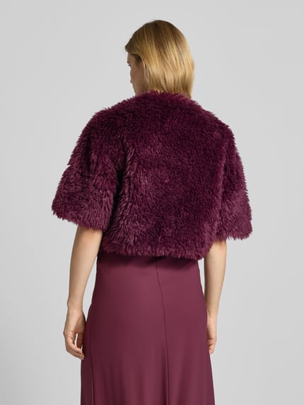 Rinascimento Bolerko z obszyciem z imitacji futra Bordowy 5