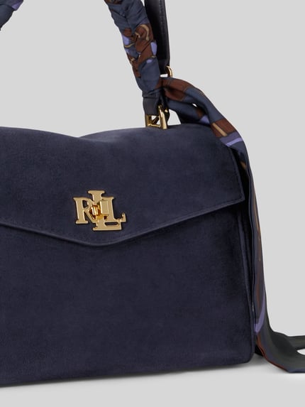 Lauren Ralph Lauren Mała listonoszka z licowej skóry cielęcej z detalem z chustą model 'FARRAH' Ciemnoniebieski 6