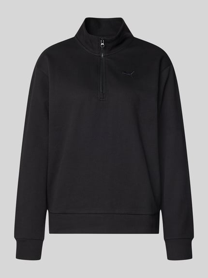Produktfoto, czarna bluza Regular Fit Sweatshirt aus Baumwoll-Mix Modell 'ESS ELEVATED' von PUMA, damska bluza od PUMA, gładka faktura