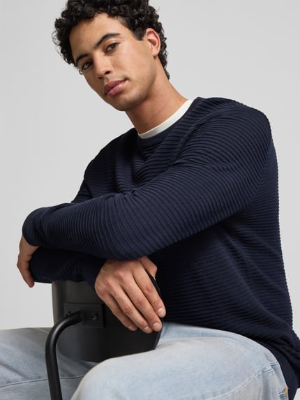 JACK & JONES Strickpullover mit Rundhalsausschnitt Modell 'OTTO' Marine 3