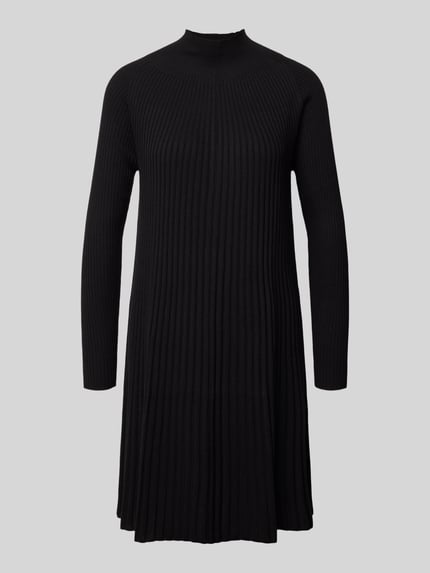 Hemisphere Knielanges Strickkleid aus Wolle mit Stehkragen Black 2